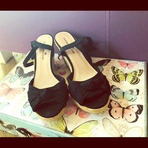 Black wedge sandals